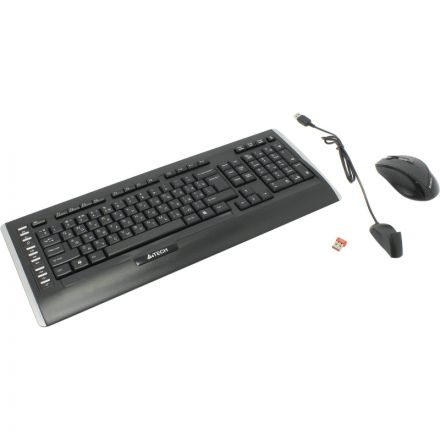 Набор клавиатура+мышь A4 9300F клав:черный мышь:черный USB беспроводная