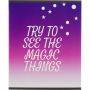 Тетрадь общая А5 48л №1School Magic stars фиол.,клет,скреп, ВД-лак