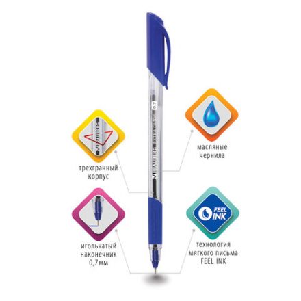 Ручка шариковая масляная с грипом BRAUBERG "Extra Glide GT", СИНЯЯ, трехгранная, узел 0,7 мм, линия письма 0,35 мм, 142681 Ручка шариковая масляная с грипом BRAUBERG "Extra Glide GT", СИНЯЯ, трехгранная, узел 0,7 мм, линия письма 0,35 мм, 142681