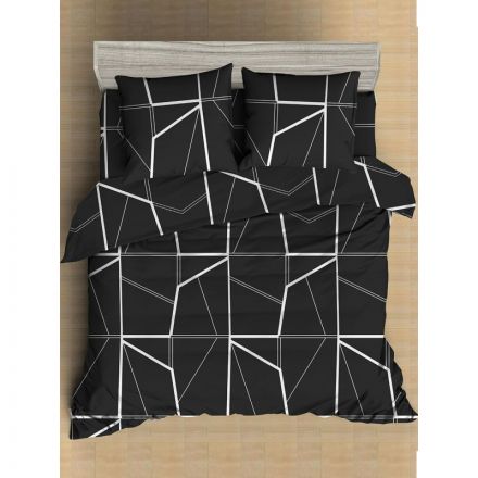 Постельное белье 2сп микрофибра Geo (нав. 70х70 2 шт), черный/белый