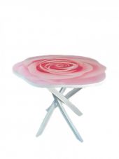 Стол обеденный "Норд" круглый 90см, ЛДСП 22мм+стекло 4мм, Роза, опора металл белый Стол обеденный "Норд" круглый 90см, ЛДСП 22мм+стекло 4мм, Роза, опора металл белый