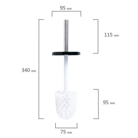 Ершик для унитаза с подставкой, металл, черный, глянцевый, LAIMA, 604960