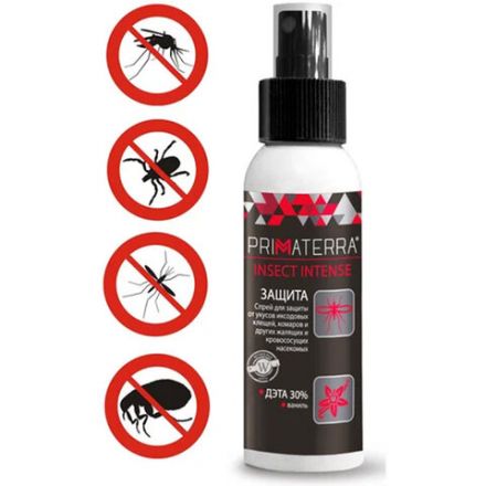 Спрей для кожи защитный, 200 мл, PRIMATERRA INSECT INTENSE от клещей, комаров, слепней Спрей для кожи защитный, 200 мл, PRIMATERRA INSECT INTENSE от клещей, комаров, слепней