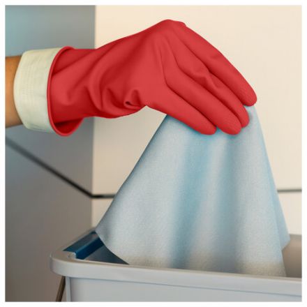 Перчатки VILEDA PROFESSIONAL многоцелевые латексные, МНОГОРАЗОВЫЕ х/б напыление, ПРОЧНЫЕ, XL (очень большой), красный, 174348