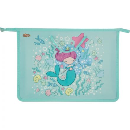 Папка для тетрадей №1School Русалка А4 на молн с ручкам,пластик, 45мм,ПТ-15 Папка для тетрадей №1School Русалка А4 на молн с ручкам,пластик, 45мм,ПТ-15