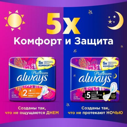 Прокладки женские гигиенические ALWAYS Ultra Platinum Normal Plus Duo 16шт Прокладки женские гигиенические ALWAYS Ultra Platinum Normal Plus Duo 16шт