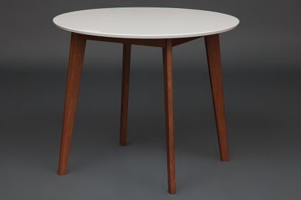 Стол обеденный BOSCO (Боско) основание бук, столешница мдф, D900, Белый + Коричневый Стол обеденный BOSCO (Боско) основание бук, столешница мдф, D900, Белый + Коричневый