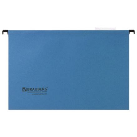 Подвесные папки А4/Foolscap (406х245 мм), до 80 листов, КОМПЛЕКТ 10 шт., синие, картон, BRAUBERG (Италия), 231793