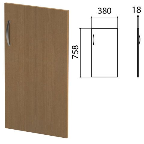 Дверь ЛДСП низкая "Эко/Этюд", правая, 380х18х758 мм, орех, 402988-190