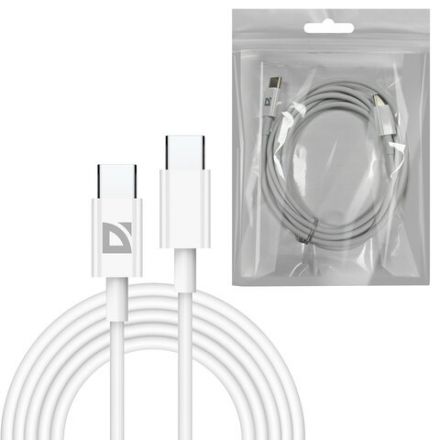 Кабель USB Type-C-Type-C, 60 Вт, белый, 2 м, DEFENDER F182, 87538