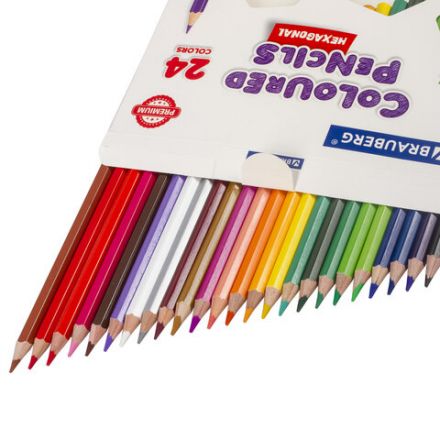 Карандаши цветные BRAUBERG PREMIUM, 24 цвета, шестигранные, грифель 3,3 мм, натуральное дерево, 181658 Карандаши цветные BRAUBERG PREMIUM, 24 цвета, шестигранные, грифель 3,3 мм, натуральное дерево, 181658