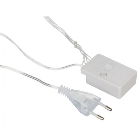 Электрогирлянда 100 ламп, длина 6м, 8 реж, хол бел, прозр шнур IP20