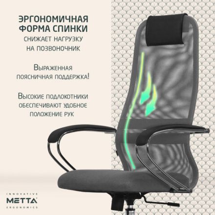 Кресло офисное МЕТТА "SU-B-8" хром, ткань-сетка, сиденье мягкое, светло-серое Кресло офисное МЕТТА "SU-B-8" хром, ткань-сетка, сиденье мягкое, светло-серое