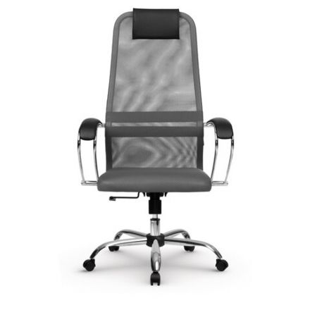 Кресло офисное МЕТТА "SU-B-8" хром, ткань-сетка, сиденье мягкое, светло-серое Кресло офисное МЕТТА "SU-B-8" хром, ткань-сетка, сиденье мягкое, светло-серое