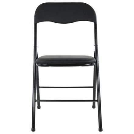 Стул складной BRABIX "Golf CF-007", черный каркас, кожзам черный, 531565