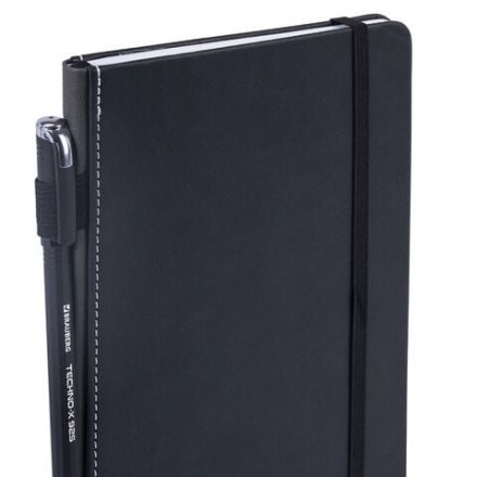 Блокнот А5 135x212 мм BRAUBERG "Edge", под кожу, резинка, держатель, 80 л., клетка, черный, 117145 Блокнот А5 135x212 мм BRAUBERG "Edge", под кожу, резинка, держатель, 80 л., клетка, черный, 117145