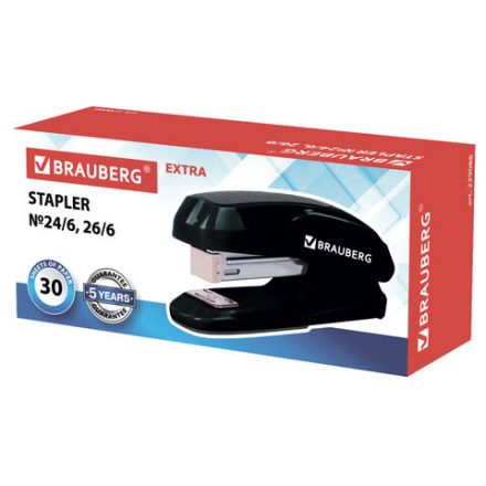 Степлер №24/6, 26/6 BRAUBERG "Extra", до 30 листов, черно-серый, 229086 Степлер №24/6, 26/6 BRAUBERG "Extra", до 30 листов, черно-серый, 229086