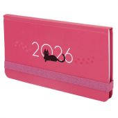 Еженедельник датированный 2026 с резинкой 171х93 мм, BRAUBERG, твердый, УФ-ЛАК, 64 л., "Кот", 117349