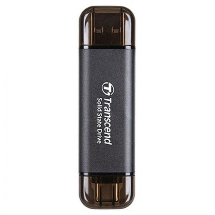 Портативный SSD Transcend 256Gb, USB 10Gbps, Type-C/Type-A, Черный