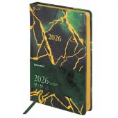 Ежедневник датированный 2026 А5 138x213 мм, BRAUBERG "Vista", под кожу, твердый, "Green marble", 117456 Ежедневник датированный 2026 А5 138x213 мм, BRAUBERG "Vista", под кожу, твердый, "Green marble", 117456