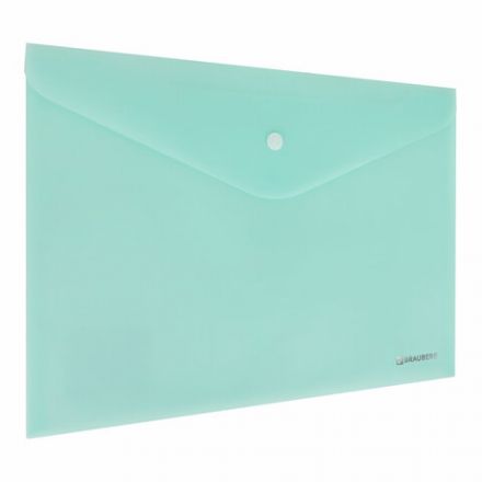 Папка-конверт с кнопкой А4, КОМПЛЕКТ 5 шт., пастельные цвета ассорти, BRAUBERG "PASTEL", 0,18 мм, 272866
