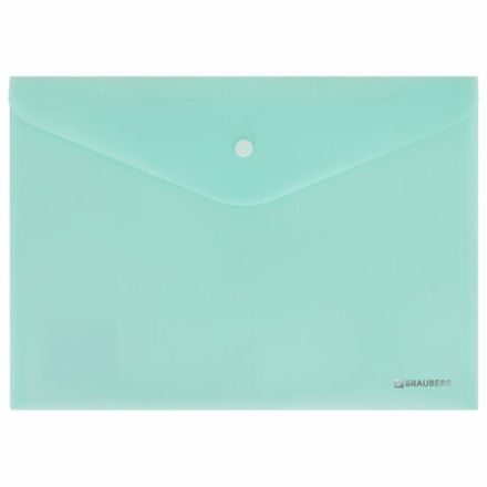 Папка-конверт с кнопкой А4, КОМПЛЕКТ 5 шт., пастельные цвета ассорти, BRAUBERG "PASTEL", 0,18 мм, 272866