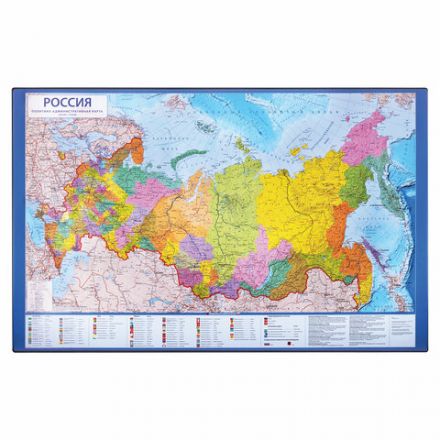 Коврик-подкладка настольный для письма (590х380 мм), с картой России, BRAUBERG, 236776