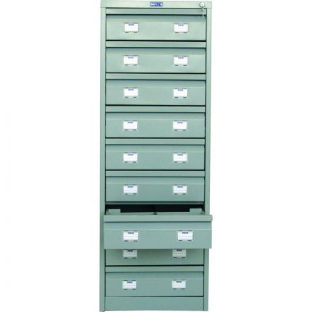 Шкаф картотечный металлический Практик AFC-09C для документов А6 (9 отделений, 470x631x1330 мм)