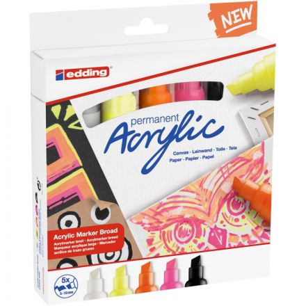 Набор акриловых маркеров Edding 5000 NEON. 5 шт. Карт. коробка Набор акриловых маркеров Edding 5000 NEON. 5 шт. Карт. коробка