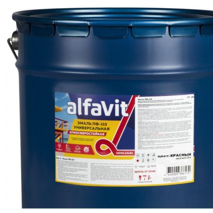 Эмаль ПФ-115 универсальная , Альфа, 20 кг, красная Эмаль ПФ-115 универсальная , Альфа, 20 кг, красная