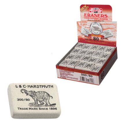 Ластик KOH-I-NOOR "Слон" 300/80, 26x18,5x8 мм, белый, прямоугольный, натуральный каучук, 0300080019KDRU Ластик KOH-I-NOOR "Слон" 300/80, 26x18,5x8 мм, белый, прямоугольный, натуральный каучук, 0300080019KDRU