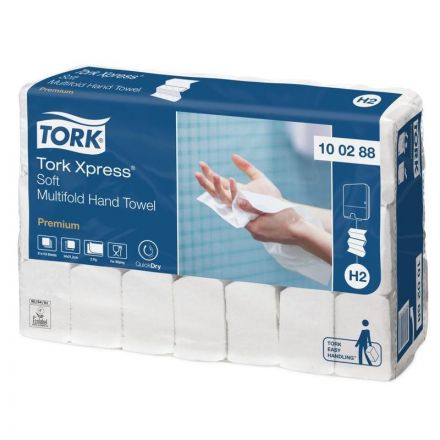 Полотенца бумажные листовые Tork Premium H2 100288 М-сложения 2-слойные 21 пачка по 110 листов