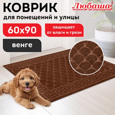 Коврик придверный 60х90 см, ВЕНГЕ, грязезащитный, 430 г/м2, фактурный рисунок ЧЕШУЙКИ, ЛЮБАША, 701062