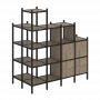Loft Угловой внешний стеллаж наборный VR.L-58 Тиквуд тёмный/Чёрный металл 862*1694*1869