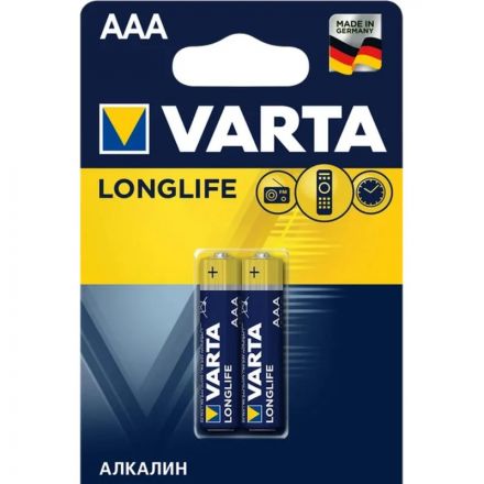 Батарейка Varta LONGLIFE LR03 AAA 2шт/бл Alkaline 1.5V (4103) (04103101412) Батарейка Varta LONGLIFE LR03 AAA 2шт/бл Alkaline 1.5V (4103) (04103101412)