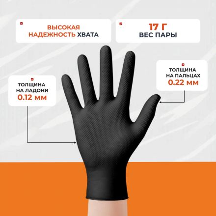 Перчатки одноразовые нитрил Steel Grip цв.черный (50 пар/уп)р.L,ПС Перчатки одноразовые нитрил Steel Grip цв.черный (50 пар/уп)р.L,ПС