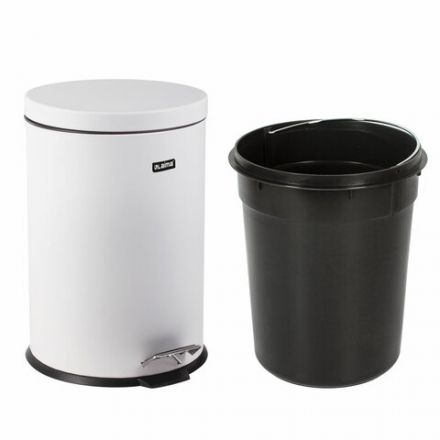 Ведро мусорное с педалью 12 литров "Classic", БЕЛОЕ ГЛЯНЦЕВОЕ, металлическое, со съемным внутренним ведром, LAIMA, 604948