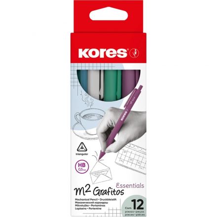 Карандаш механический Kores M2 Essential 0,5мм, прорез.корп, в асс, 99154