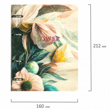 Тетрадь на кольцах А5 160х212 мм, 120 листов, картон, фольга, клетка, BRAUBERG, "Delicate flowers", 404737 Тетрадь на кольцах А5 160х212 мм, 120 листов, картон, фольга, клетка, BRAUBERG, "Delicate flowers", 404737