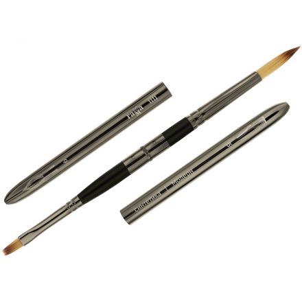 Кисть художественная синтетика Гамма "Модерн", двухсторонняя, круглая №6, плоская №5, складная ручка Кисть художественная синтетика Гамма "Модерн", двухсторонняя, круглая №6, плоская №5, складная ручка