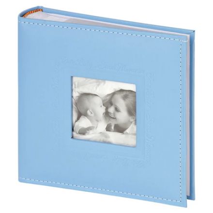 Фотоальбом BRAUBERG "Cute Baby" на 200 фото 10х15 см, под кожу, бумажные страницы, бокс, синий, 391142