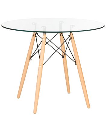 Стол обеденный DOBRIN CHELSEA`90 GLASS, ножки светлый бук, столешница стекло Стол обеденный DOBRIN CHELSEA`90 GLASS, ножки светлый бук, столешница стекло