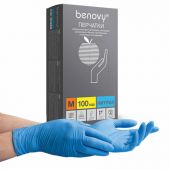 Перчатки нитриловые смотровые 100 пар (200 шт.), размер M (средний), BENOVY Nitrile Chlorinated