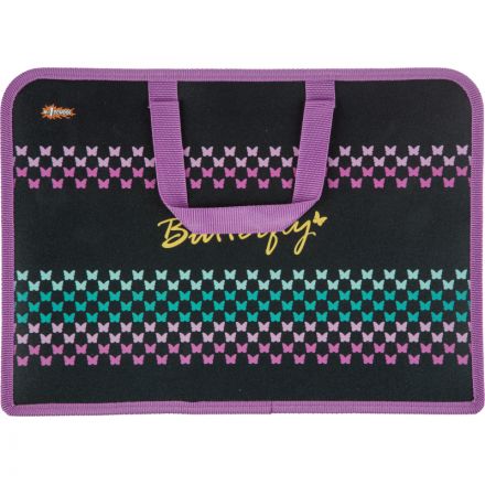 Папка для тетрадей №1School Butterfly А4 на молн с руч,пластик,75мм,ПТ-14-4 Папка для тетрадей №1School Butterfly А4 на молн с руч,пластик,75мм,ПТ-14-4