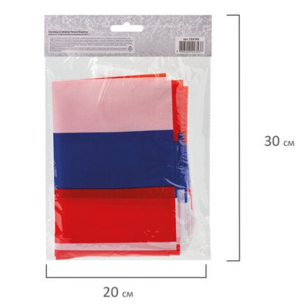 Гирлянда из флагов России, длина 5 м, 10 прямоугольных флажков 20х30 см, BRAUBERG/STAFF, 550185, RU25 Гирлянда из флагов России, длина 5 м, 10 прямоугольных флажков 20х30 см, BRAUBERG/STAFF, 550185, RU25