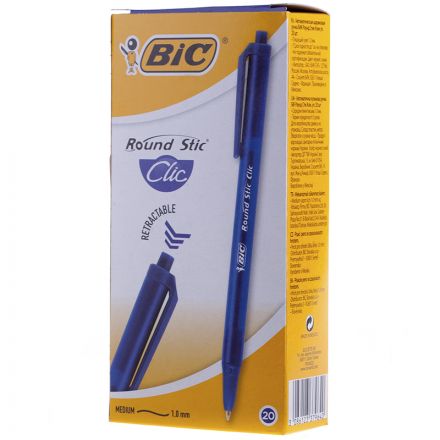 Ручка шариковая автоматическая Bic "Round Stic Clic" синяя, 1,0мм