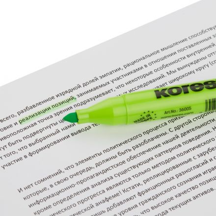 Маркер текстовыделитель KORES 1-4 мм зеленый 36005