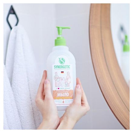 Мыло жидкое 500 мл SYNERGETIC "Миндальное молочко", гипоаллергенное, биоразлагаемое, дозатор, 105058 Мыло жидкое 500 мл SYNERGETIC "Миндальное молочко", гипоаллергенное, биоразлагаемое, дозатор, 105058
