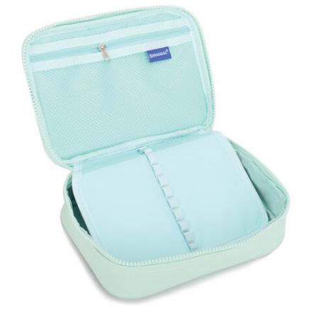 Пенал-косметичка BRAUBERG БОЛЬШОЙ, 1 отделение, 1 откидная планка, ткань, 21x15x6 см, "Mint", 270705