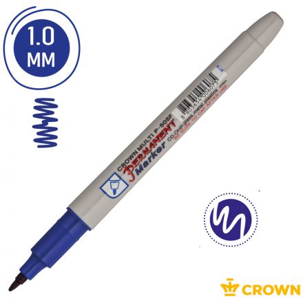 Маркер перманентный Crown "Multi Marker Super Slim" синий, пулевидный, 1мм Маркер перманентный Crown "Multi Marker Super Slim" синий, пулевидный, 1мм
